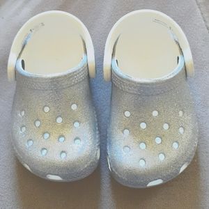 Glittery Silver Baby CROCS 4C